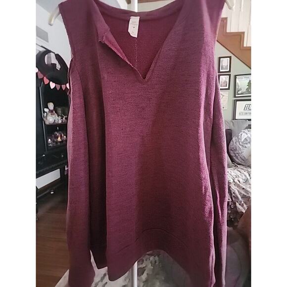 Anthropologie Lazy Sundays Long Sleeve Off Shoulder Purple Shirt New A108 Large - Picture 1 of 7
